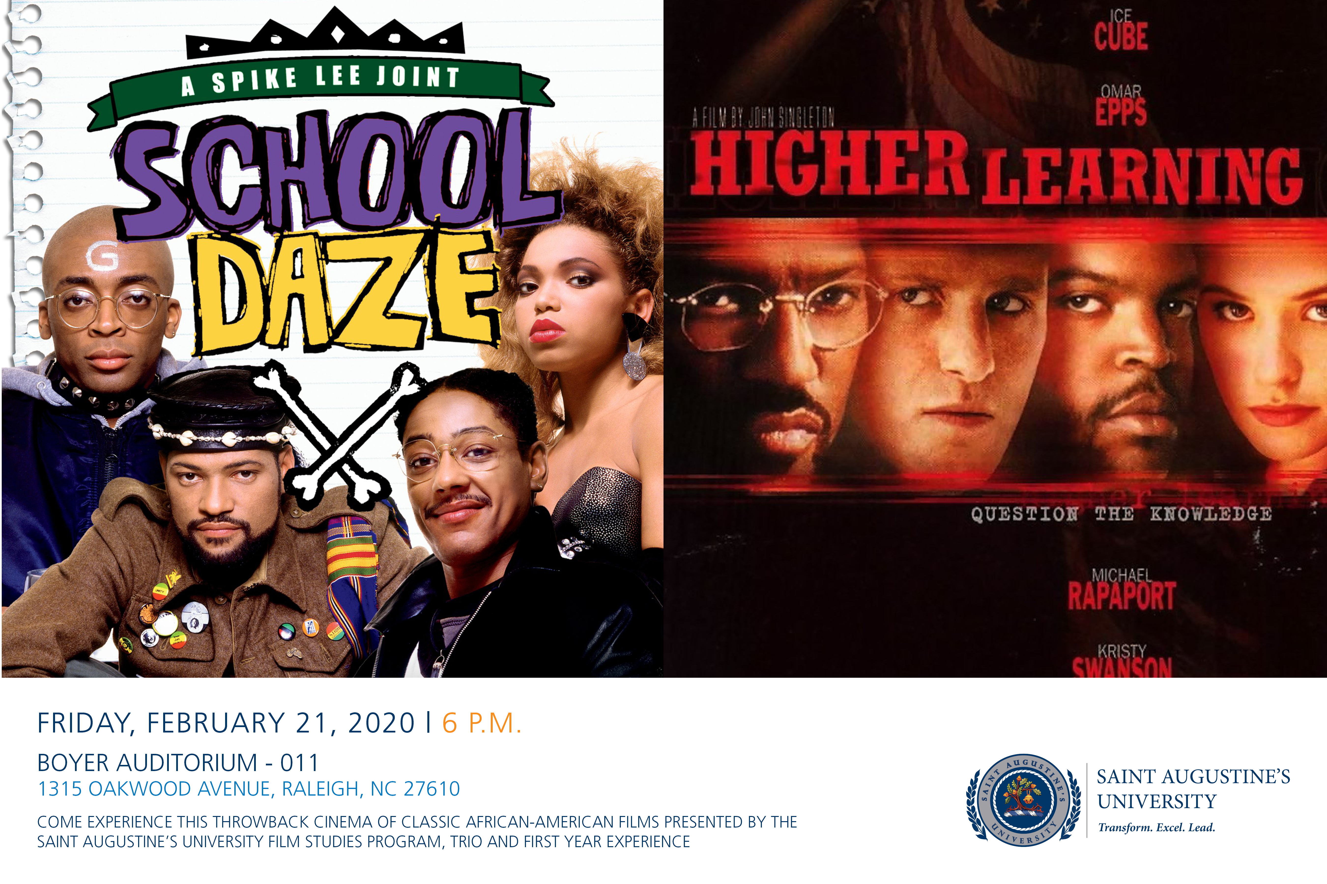 Throwback Cinema of Classic African-American Film A Spike Lee Joint “School  Daze”and “Higher Learning” - Saint Augustine's University