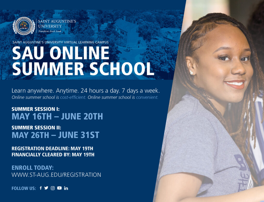 SAU23 Summer School Flyer Saint Augustine's University