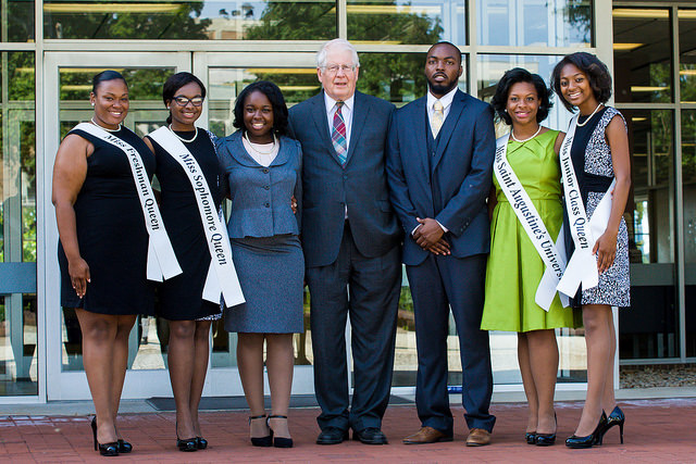 Congressman David price with student leaders during the 2014 Legacy Tour